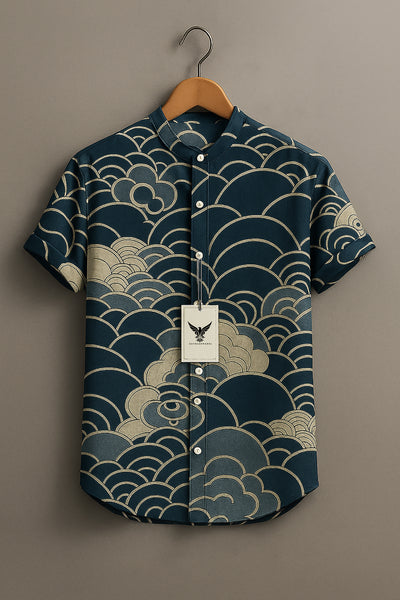 Cloud layer sector Vintage Print Casual 100% Cotton Shirt