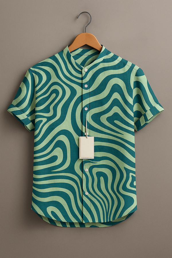 Modern Swirl Pattern Casual Button Shirt