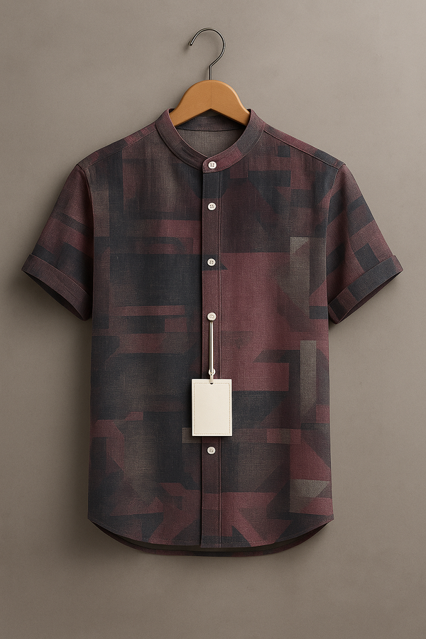 Boys Brown Abstract Print Summer Shirt