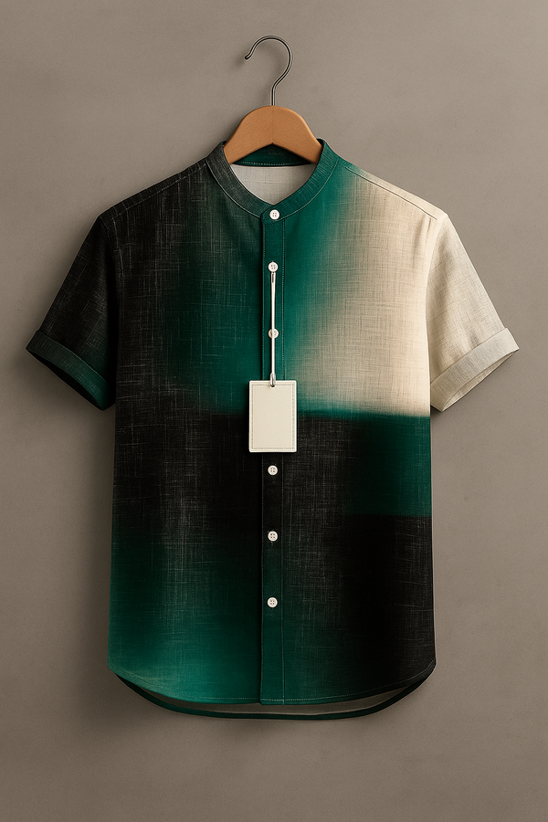Men’s Modern Color Fade Print Short Sleeve Shirt