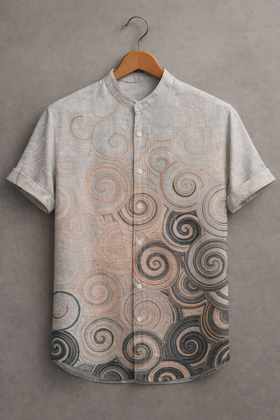 Neutral Tone Abstract Spiral Shirt