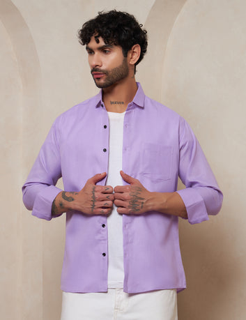 Men's Lavender Mist Textured Breathable Cotton Casual Shirt