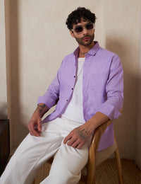 Men's Lavender Mist Textured Breathable Cotton Casual Shirt