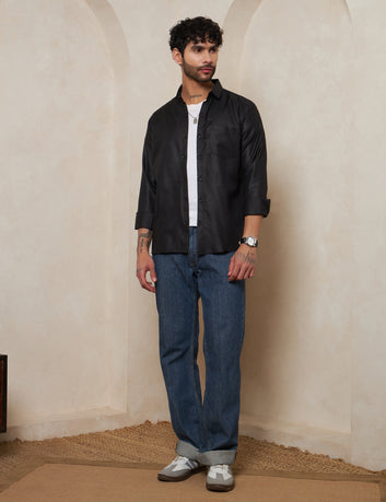 Premium Charcoal Black Full-Sleeve Shirt for Men