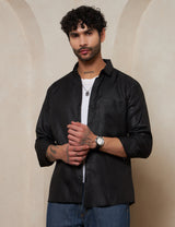 Premium Charcoal Black Full-Sleeve Shirt for Men
