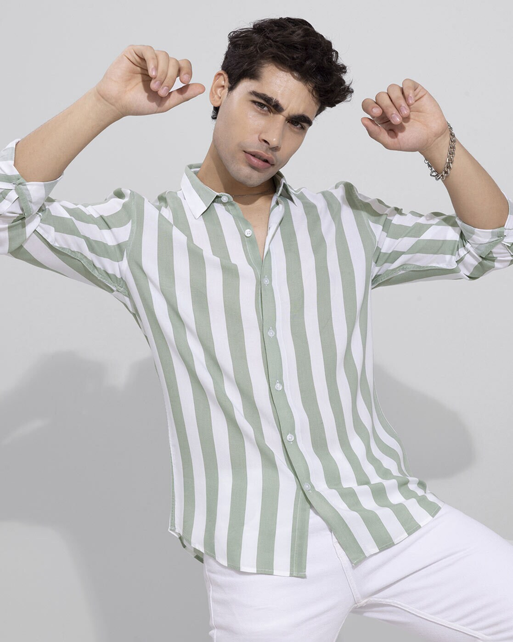 Slim Fit Striped Spread Collar Casual Shirt – zayraapparel