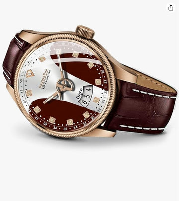 Zayraapparel 3D Glass Date Display Two Tone Dial Leather Belt Analog Watch - For Men, Band- Red