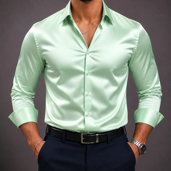zayraapparel Noir Satin Shirt - Mint Green