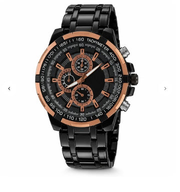 Zayraapparel Luxury Black Metal Analog Chronograph Style Wrist Watch for Men | Premium Stainless Steel Strap | Business, Casual & Party Wear
