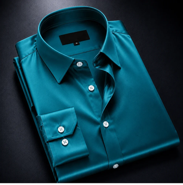zayraapparel Noir Satin Shirt - Teal