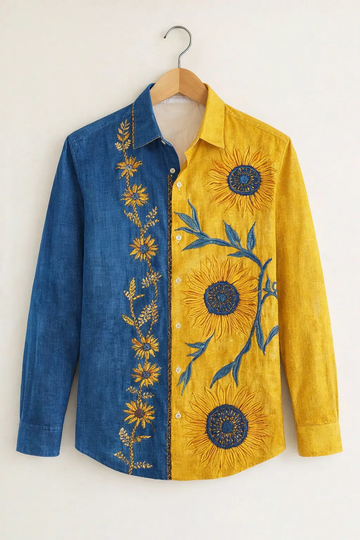Men’s Dual Tone Sunflower Printed Shirt
