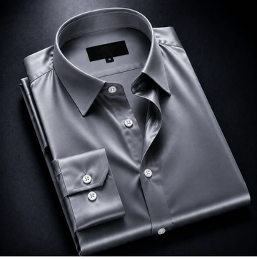 zayraapparel Noir Satin Shirt - Steel Grey
