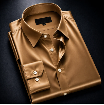 zayraapparel Noir Satin Shirt - Camel Brown