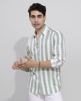 Slim Fit Striped Spread Collar Casual Shirt