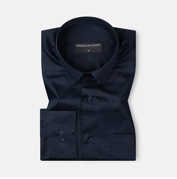 300GSM Deep Navy Premium Satin Shirt for Men