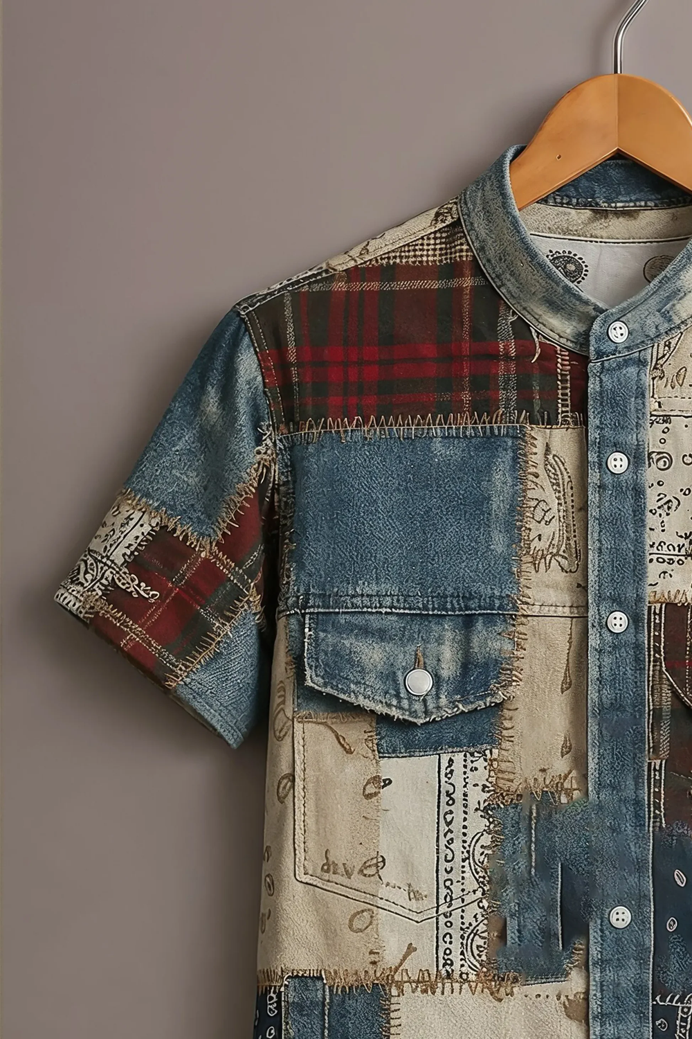 Denim Mix Patchwork Art Shirt