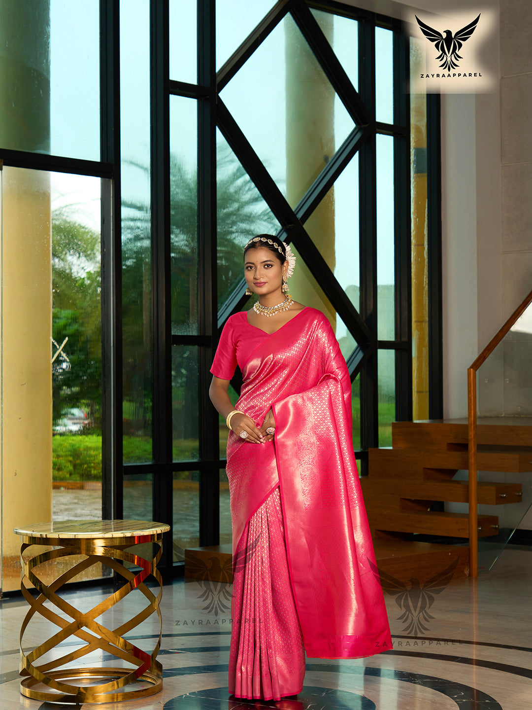 Woven Banarasi Pure Silk Saree  (Pink)