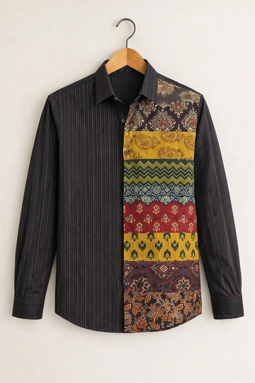 Men’s Patchwork Ethnic Print Designer Shirt