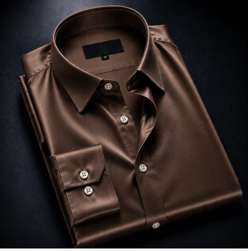 zayraapparel  Noir Satin Shirt - Coffee Brown