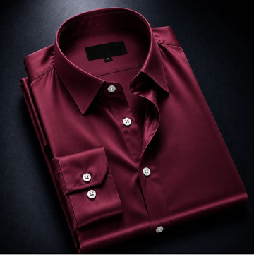 zayraapparel Noir Satin Shirt - Maroon