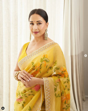 MADHURI  HANDWOVEN BENARASI SILK SAREE- YELLOW