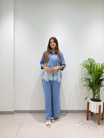 *FOR THIS TRENDY SEASON, TRY OUR DESIGNER EMBROIDERED CORD SET IN COTTON DENIM💙*