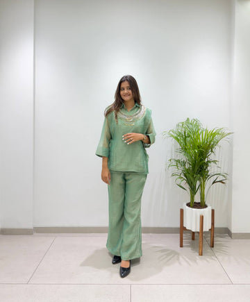 *THIS FESTIVAL SEASON , TRY OUR DESIGNER SHIRT ,PANT WITH HAND EMBROIDERED SHRUG* (Copy)