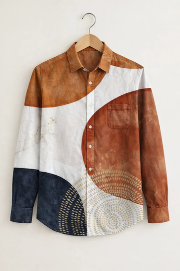 Men’s Abstract Colorblock Designer Shirt