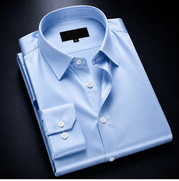 zayraapparel Noir Satin Shirt - Sky Blue