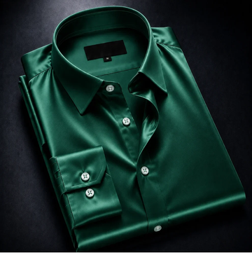 zayraapparel Noir Satin Shirt - Emerald Green