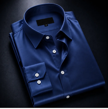 zayraapparel Noir Satin Shirt - Navy Blue