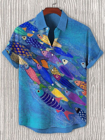 Japanese School Of Fish Art Short Sleeve Shirt