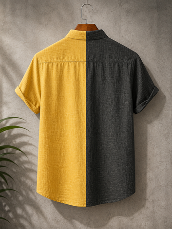Men's The Peeping Cat In Colorblock Art Casual Short Sleeve Shirts