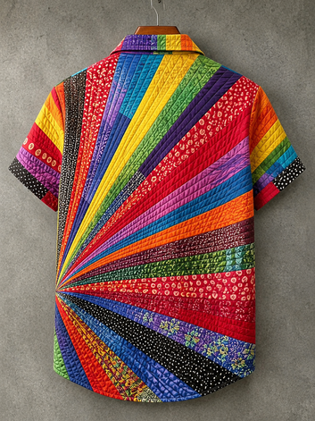 Men's The Peeping Cat In Hippie Art Casual Short Sleeve Shirts