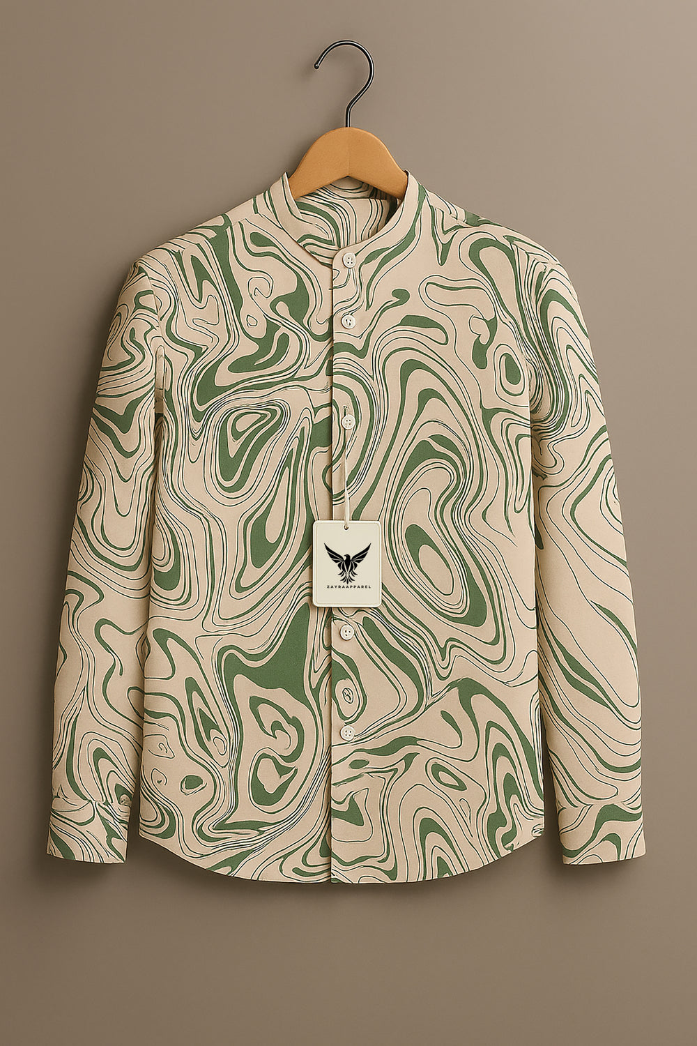 Retro Wavy Line Print Long Sleeve Shirt