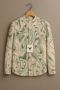 Retro Wavy Line Print Long Sleeve Shirt
