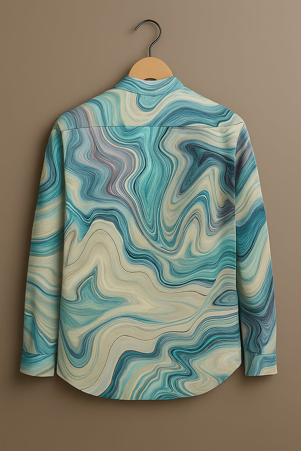 The "Aqua Flow" Marble Print Men's Casual Shirt