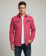 The Bold Statement Pink Casual Shirt | Patched Utility Style