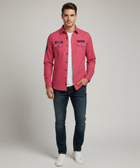 The Bold Statement Pink Casual Shirt | Patched Utility Style