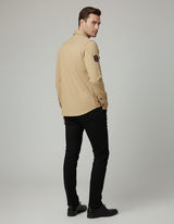 Khaki Designer Casual Shirt for Men | Tactical Patches | Full Sleeve Slim Fit