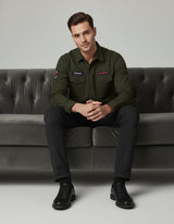 The Field Commander Olive Casual Shirt | Patched Utility Style