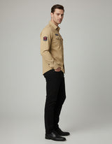 Khaki Designer Casual Shirt for Men | Tactical Patches | Full Sleeve Slim Fit