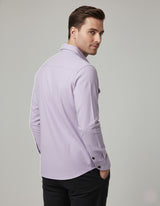 Men's Solid Pastel Purple Shirt with Logo Appliqués | Double Pocket