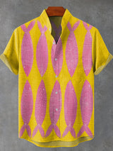 Vintage Pink Fishes Print Casual 100% Cotton Shirt