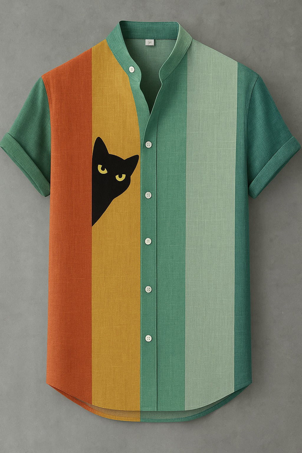 Cute Cat Print Casual 100% Cotton Shirt