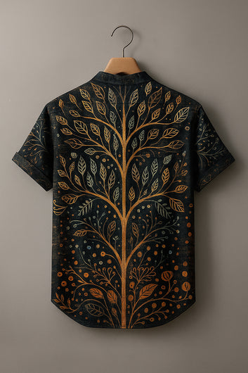 Men's Ethnic Totem Tree Of Life Art Linen Blend Cozy Shirt