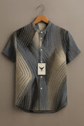 Gradient Stripes Art Print Casual 100% Cotton Shirt