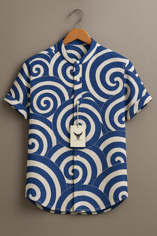 Vintage Modern Geometric Art Print Casual 100% Cotton Shirt