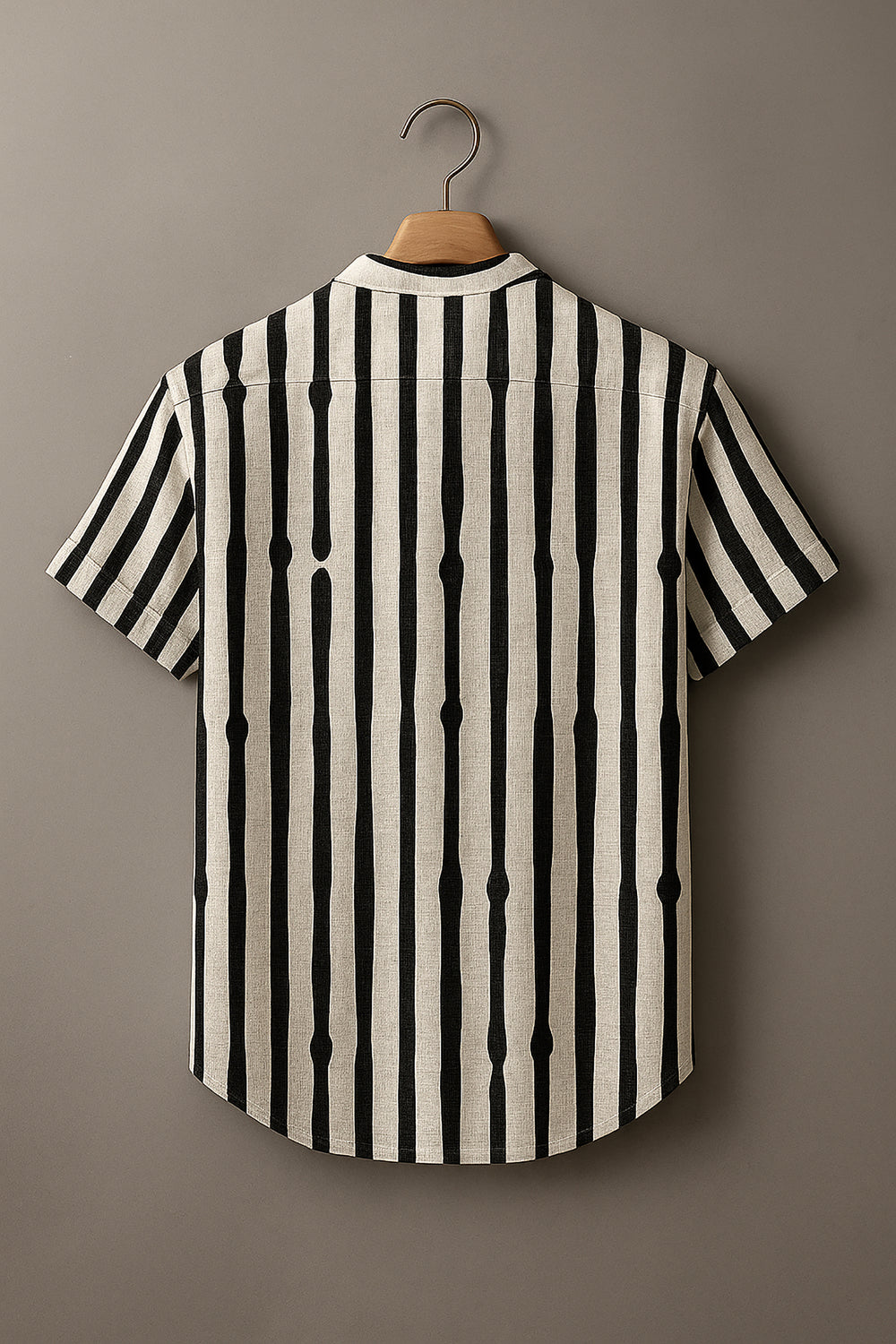 Men Classic Multi Stripes Crochet Semi Sheer Shirt
