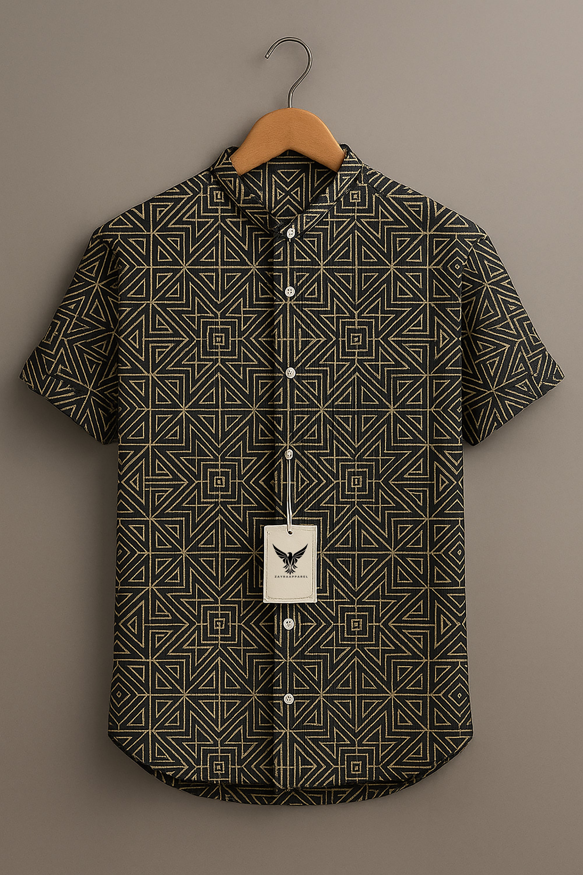 Geometric Repeat Pattern Printed Casual 100% Cotton Shirt – zayraapparel
